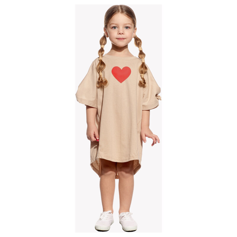 Pískacie šaty Nela Mini, Dievča, Safari, Srdce červené 69215470