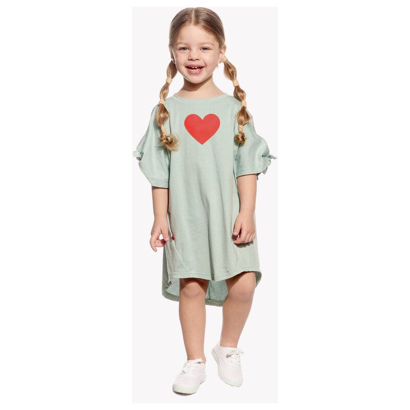 Pískacie šaty Nela Mini, Dievča, Mentolové, Srdce červené 69215473