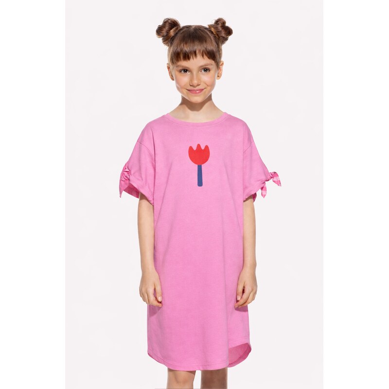 Pískacie šaty Nela Mini, Dievča, Rúžová, Kvet 69215705