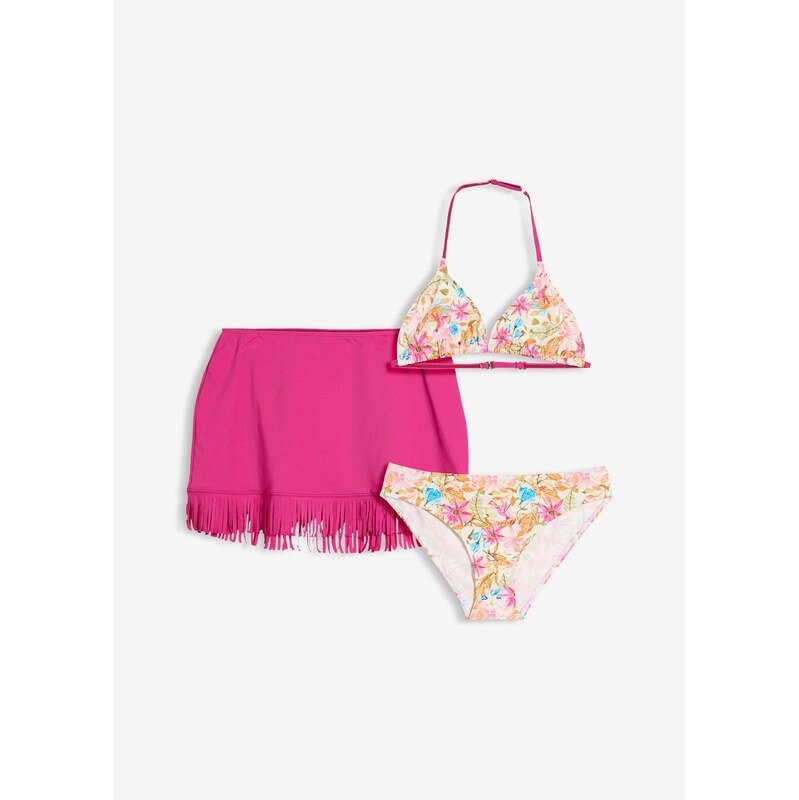 bonprix Bikiny a sukňa (3-dielne), farba ružová 69284604