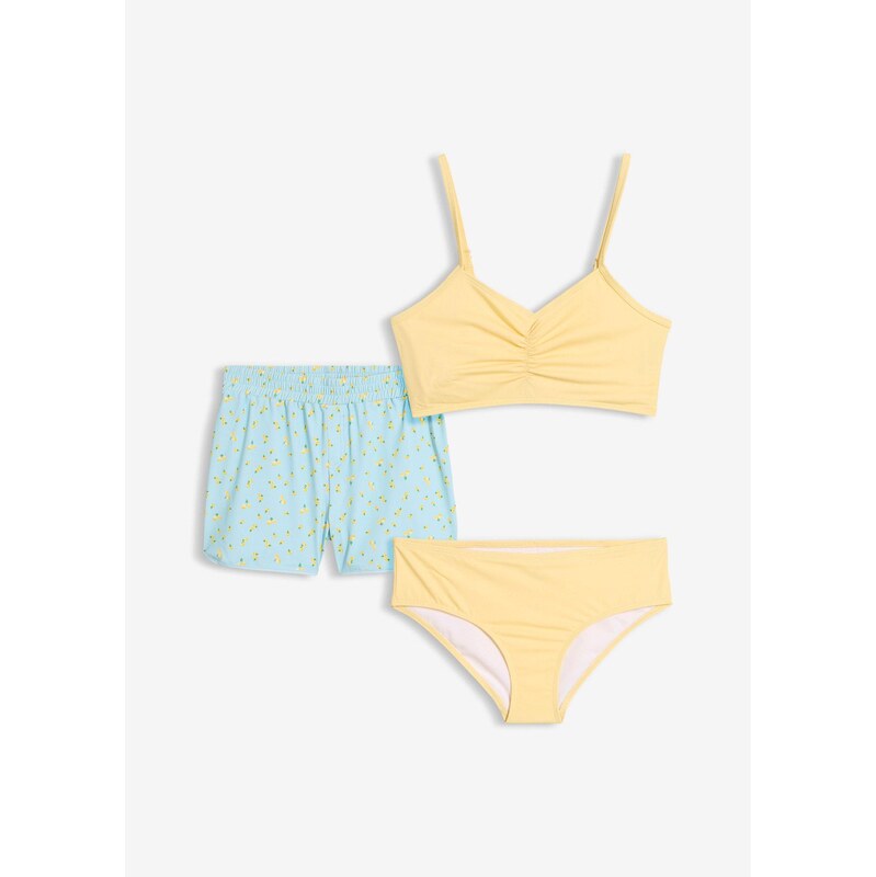 bonprix Bikiny a plavkové šortky (3-dielna sada), farba žltá 69284606