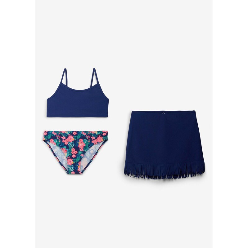 bonprix Bikiny a sukňa (3-dielne), farba modrá 69284610