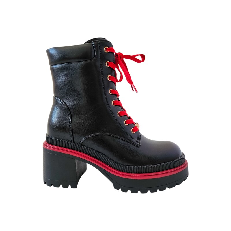 Šnurovacie členkové čižmy Gai Mattiolo Black Red