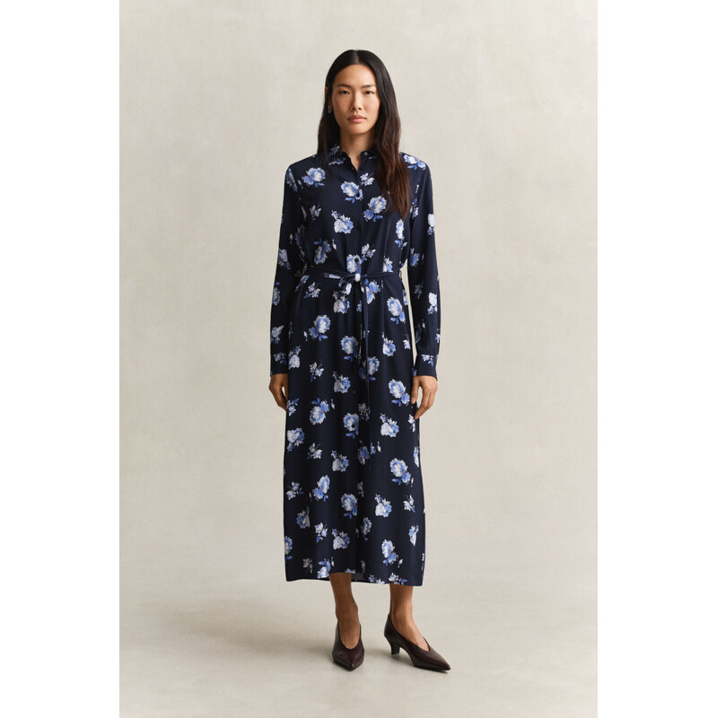 Šaty gant floral printed fluid shirt dress evening blue 69639596