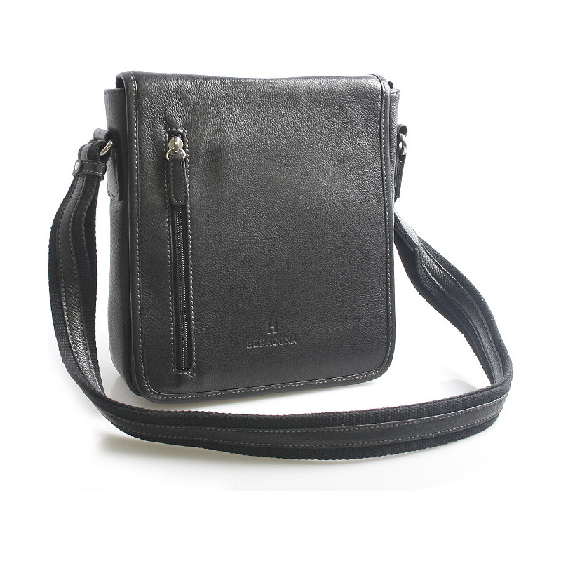 Čierna kožená taška cez rameno Hexagona 461326 čierna 56863931