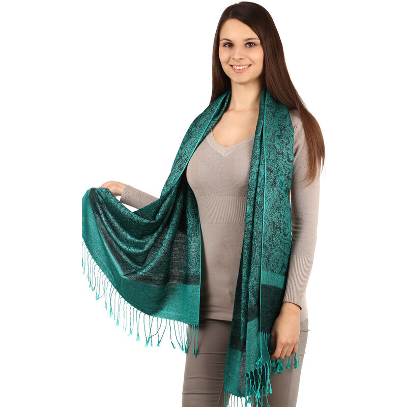 Glara Jednofarebný šál so strapcami 28959695