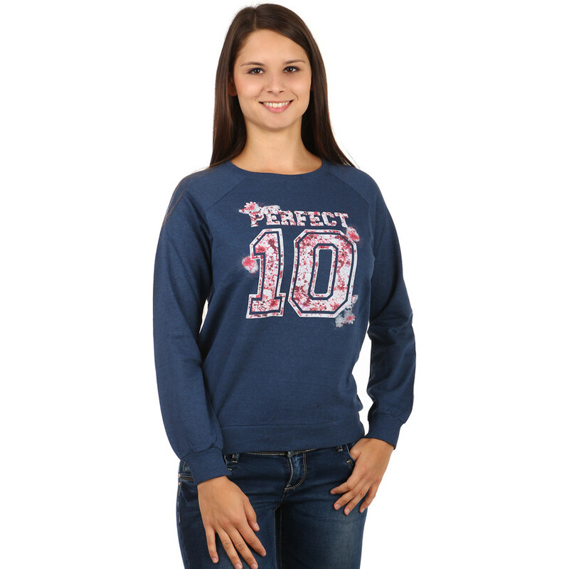 Glara Dámska elegantná bavlnená mikina s potlačou bez kapucne 8393154