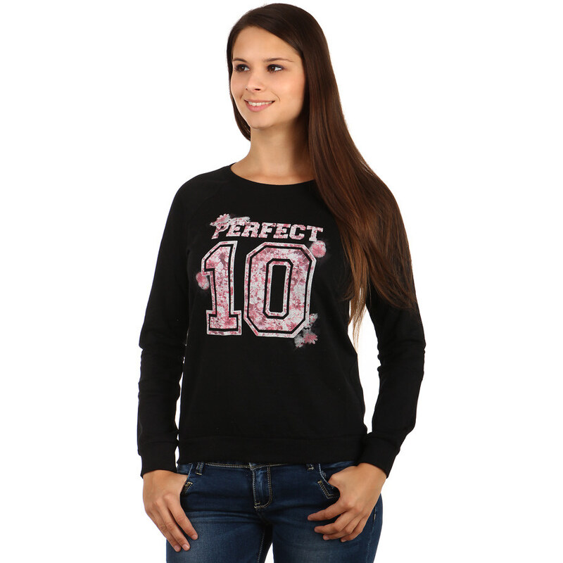 Glara Dámska elegantná bavlnená mikina s potlačou bez kapucne 8393156