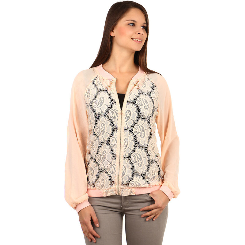 Glara Dámska krajková mikina na zips 8393286