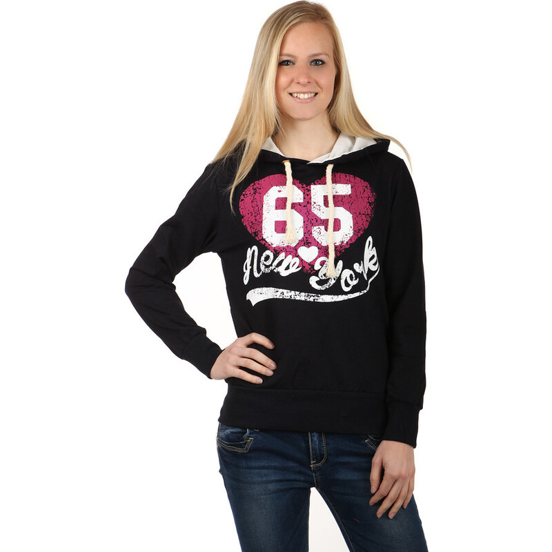 Glara Pohodlná dámska mikina s potlačou New York a kapucňou 36987524