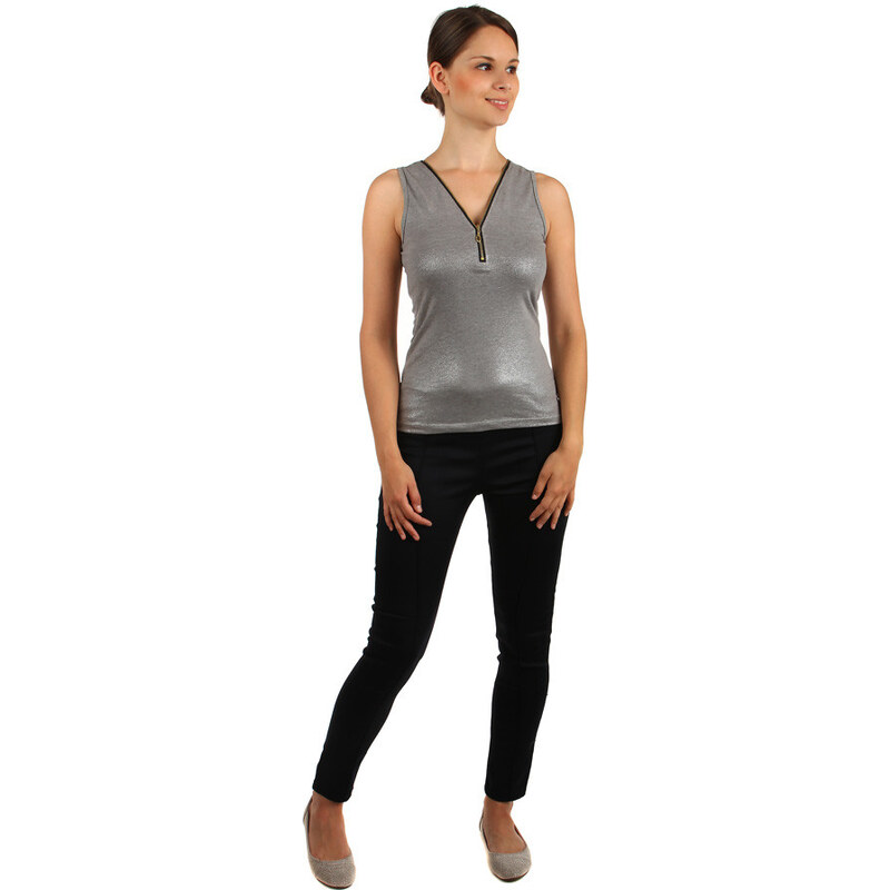 Glara Lesklé tielko so zipsom 36986895