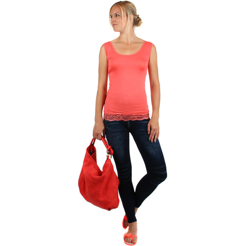 Glara Jednofarebné tielko s čipkou 36987082