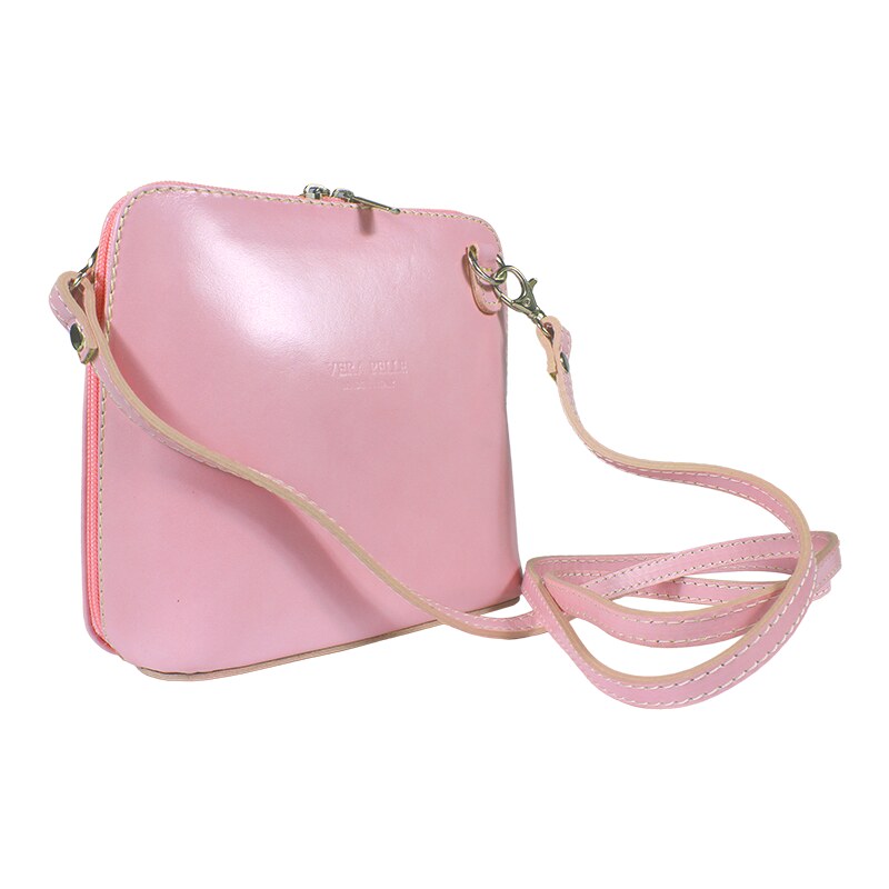 Ružová kožená talianska crossbody kabelka Grana Rosa Vecchia 56767424