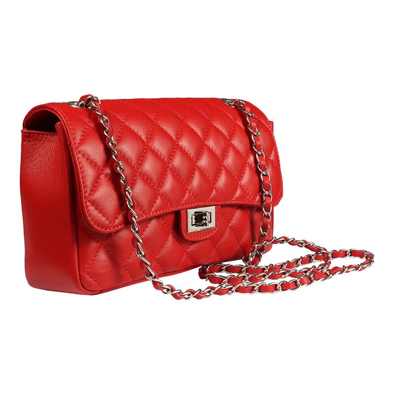 Červená kožená talianska crossbody kabelka Eliana Argento Rossa 44417096