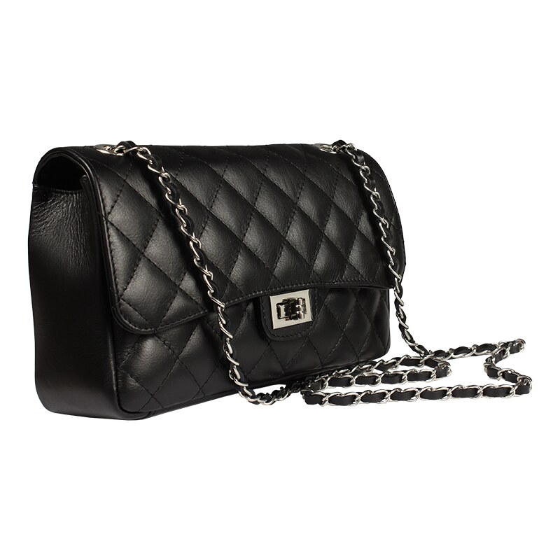 Čierna kožená talianska crossbody kabelka Eliana Argento Nera 383253