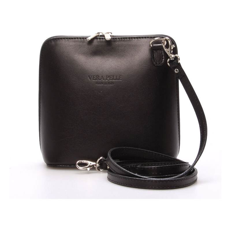 Dámska kožená crossbody kabelka čierna - ItalY Hannah čierna 53937185