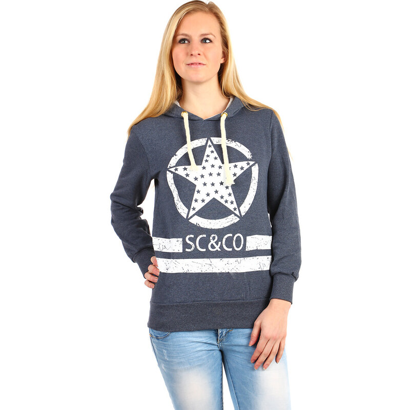 Glara Dámska športová mikina bez zapínania s kapucňou a potlačou 36987681