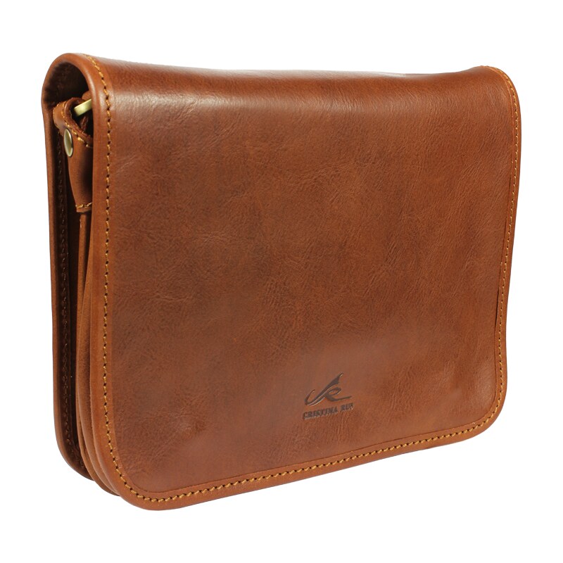 Hnedá kožená talianska crossbody kabelka Cristina Rui 8801 NovaKabelka 1357324