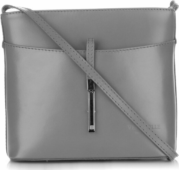 Kožené kabelka listonoška Vera Pelle svetlo šedá 3191