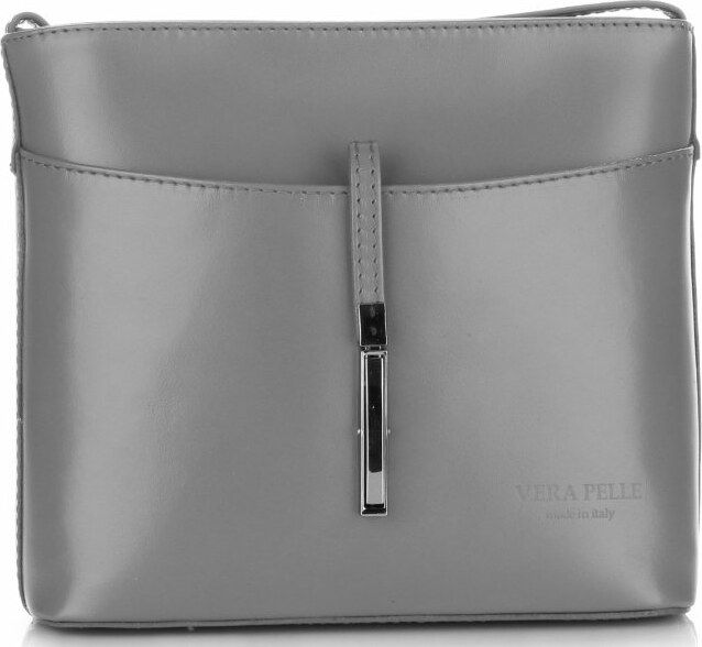 Kožené kabelka listonoška Vera Pelle svetlo šedá 3191