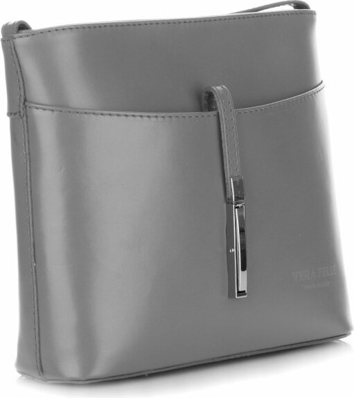 Kožené kabelka listonoška Vera Pelle svetlo šedá 3191