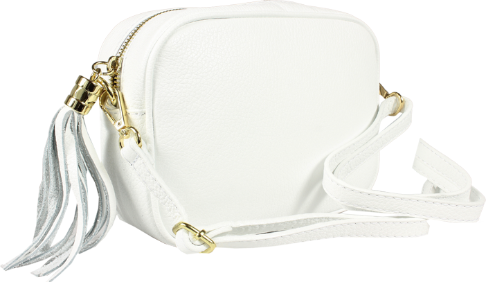 Biela kožená talianska crossbody kabelka Bala Bianca s prídavným pruhom II NovaKabelka.sk