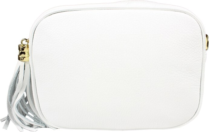 Biela kožená talianska crossbody kabelka Bala Bianca s prídavným pruhom II NovaKabelka.sk