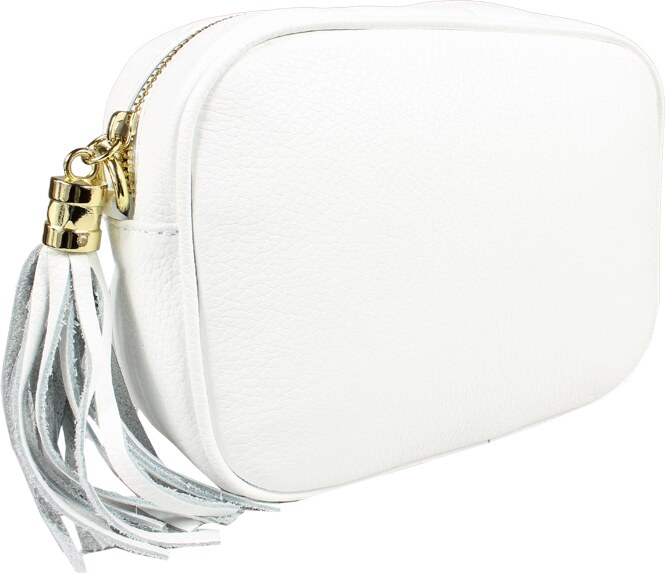 Biela kožená talianska crossbody kabelka Bala Bianca s prídavným pruhom II NovaKabelka.sk