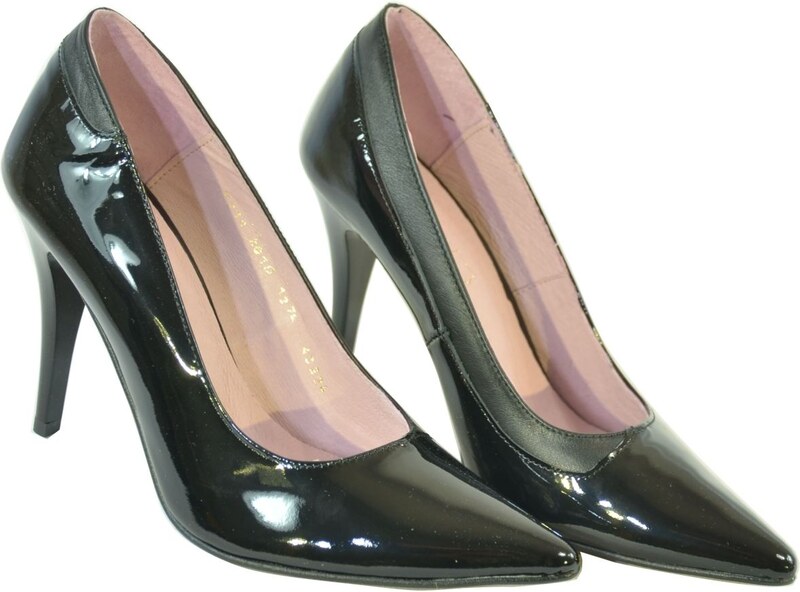 CAROLINE DÁMSKE ČIERNE LAKOVANÉ LODIČKY ROXIE