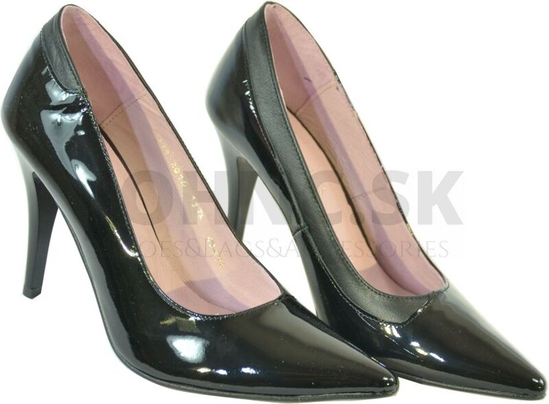 CAROLINE DÁMSKE ČIERNE LAKOVANÉ LODIČKY ROXIE