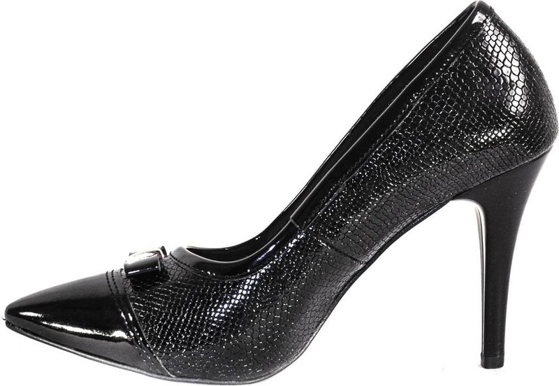 JOHN-C DÁMSKE ČIERNE LAKOVANÉ LODIČKY SAFIRA