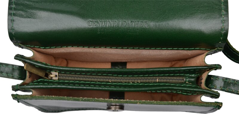 Zelená kožená talianska crossbody kabelka Lona Verde Scura NovaKabelka.sk