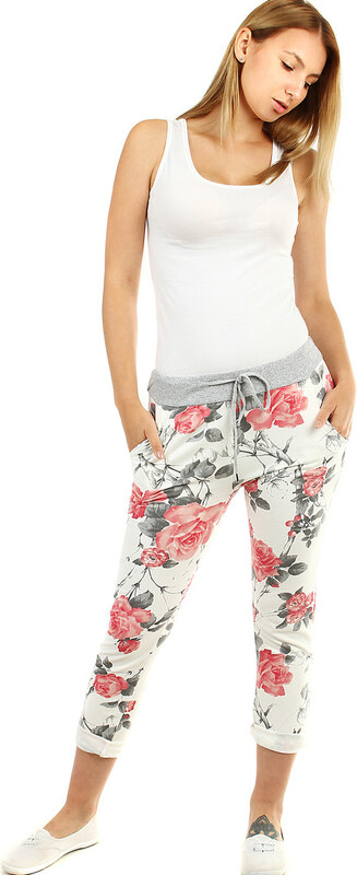 Glara Dámske letné kvetované tepláky