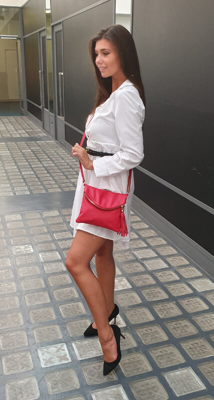 Ružová kožená talianska crossbody kabelka Tina Rosa Vecchio NovaKabelka.sk