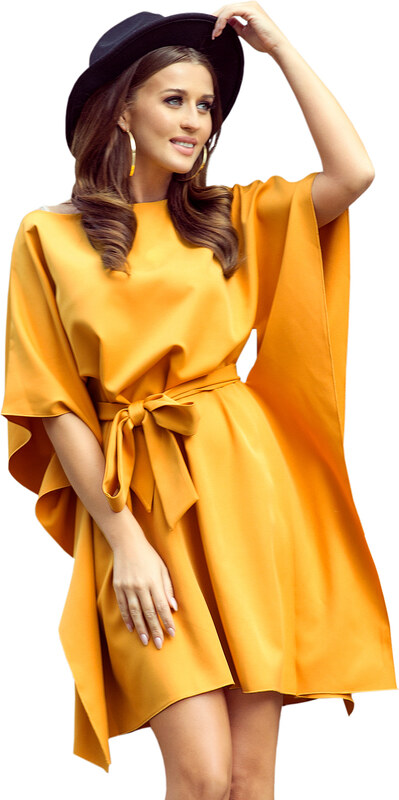 Numoco SOFIA Motýlikové šaty - medová farba 287-1