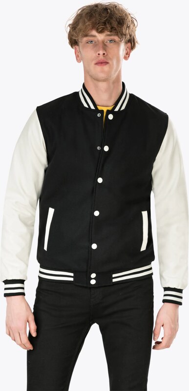 Urban Classics Prechodná bunda 'Oldschool' čierna / biela