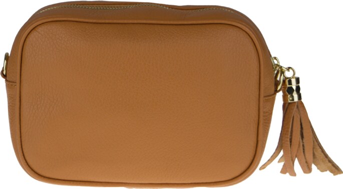 Camel kožená talianska crossbody kabelka Bala Camel s prídavným pruhom IV NovaKabelka.sk