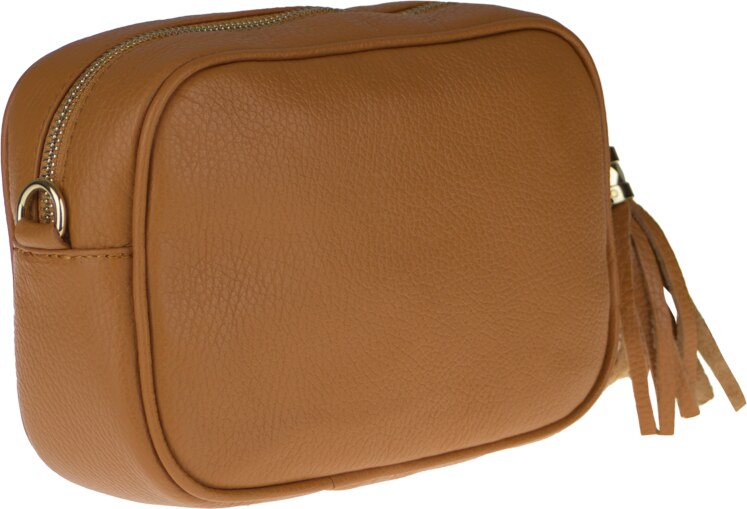 Camel kožená talianska crossbody kabelka Bala Camel s prídavným pruhom IV NovaKabelka.sk