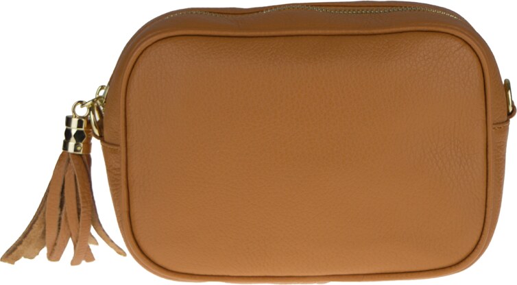 Camel kožená talianska crossbody kabelka Bala Camel s prídavným pruhom IV NovaKabelka.sk