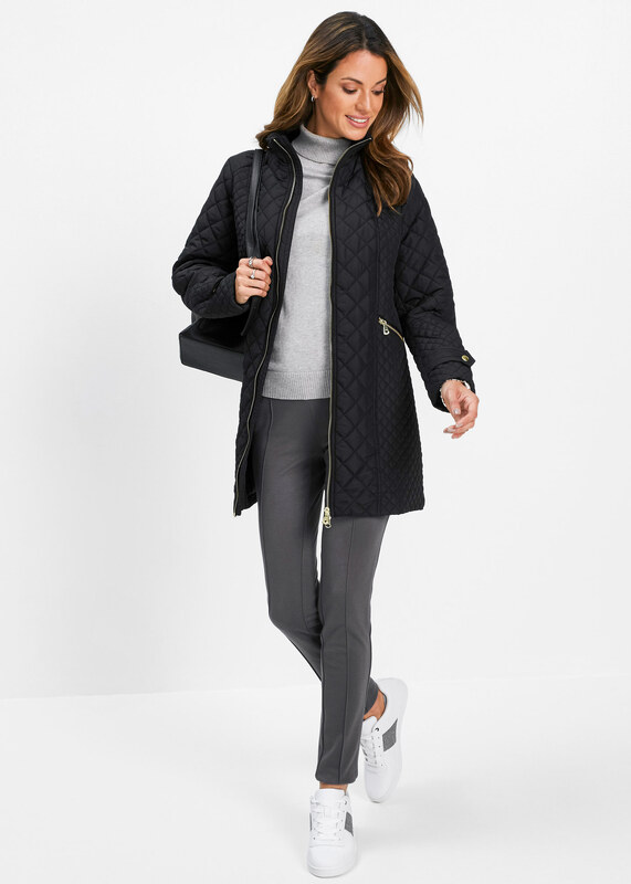 bonprix Prešívaný krátky kabát, farba čierna