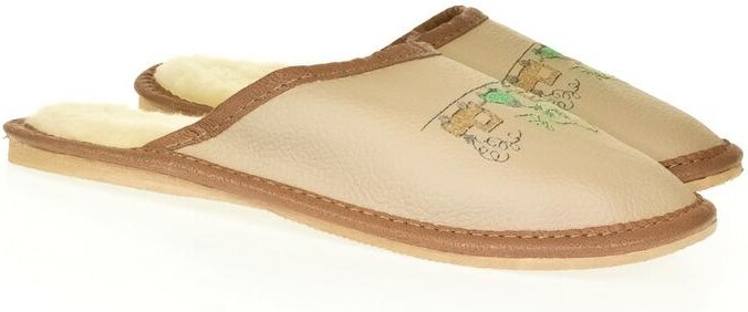 JOHN-C Detské hnedé kožené papuče VLÁČIK