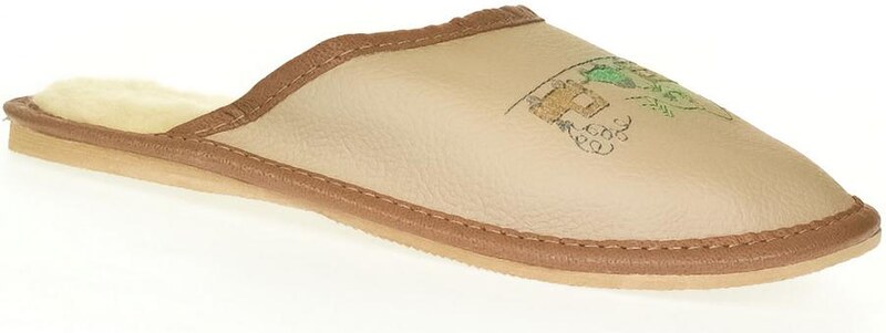 JOHN-C Detské hnedé kožené papuče VLÁČIK