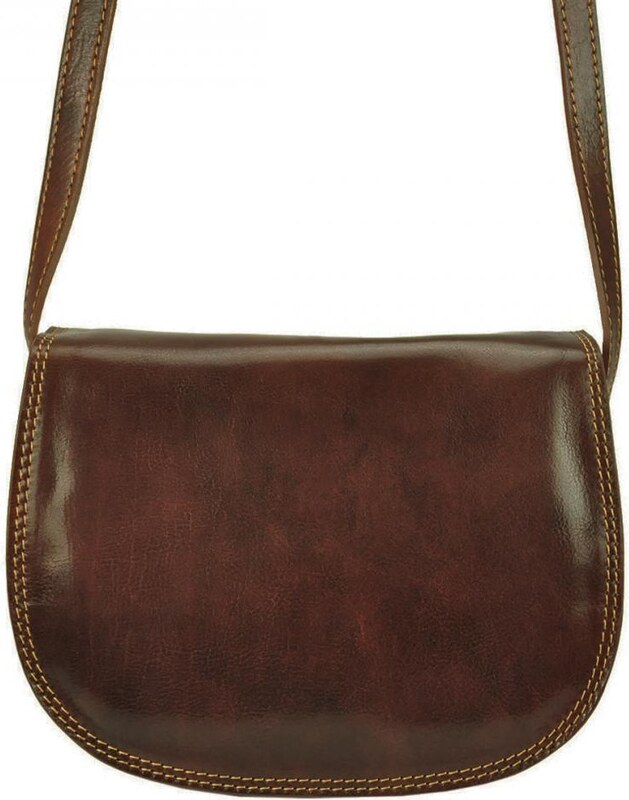Vera Pelle Kožená crossbody dámska kabelka Enila I Fratelli tmavá hnedá