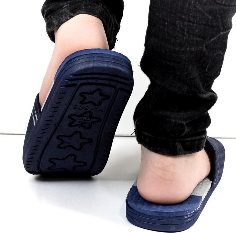 JOHN-C Detské modro-sivé šľapky DINO