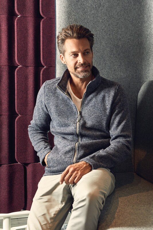 Pánska fleece pletená bunda na zips Promodoro