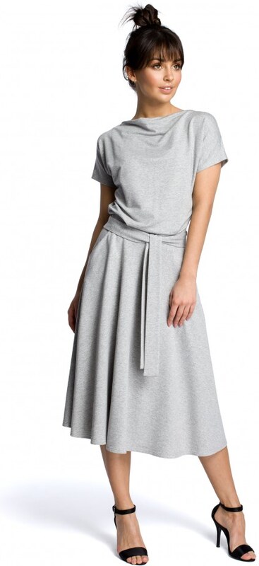 BeWear B067 Predĺžené šaty - sivé