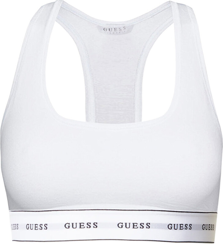 GUESS - biela braletka z organickej bavlny s logom GUESS - limitovaná edícia