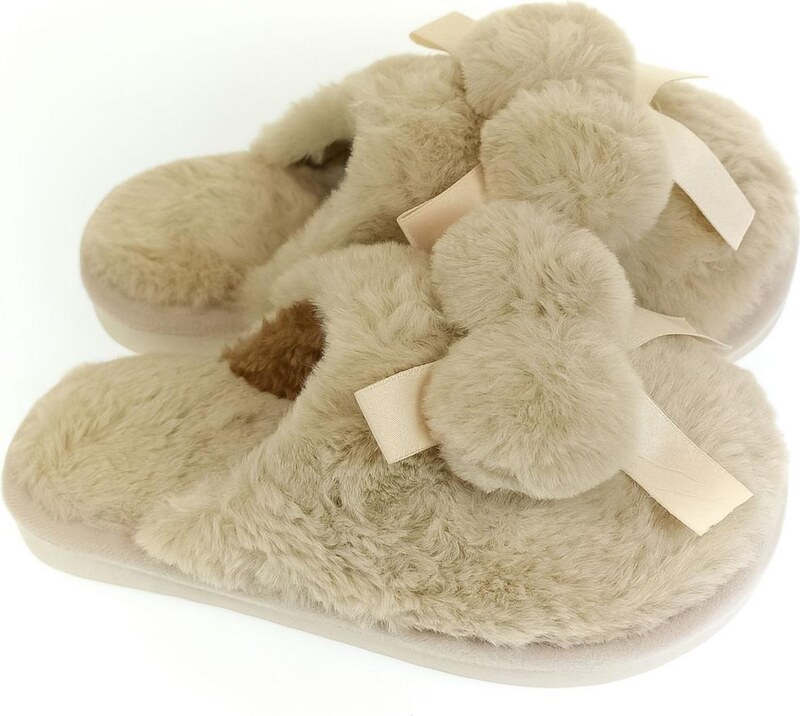 JOHN-C Detské béžové papuče BOW