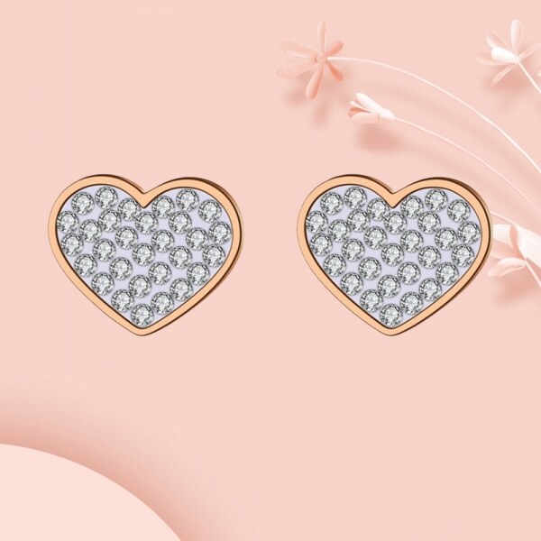 Victoria Filippi Stainless Steel Ocelové náušnice se zirkonem Yara Gold - pecky, srdce