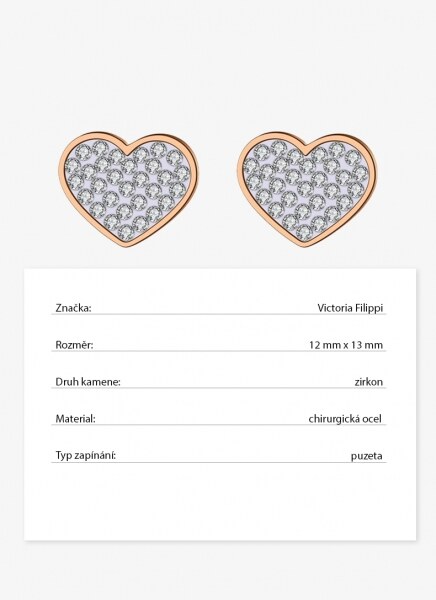 Victoria Filippi Stainless Steel Ocelové náušnice se zirkonem Yara Gold - pecky, srdce